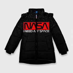 Зимняя куртка для девочек 3D с принтом NASA (НА СПИНЕ) в Курске, ткань верха — 100% полиэстер; подклад — 100% полиэстер, утеплитель — 100% полиэстер. | длина ниже бедра, удлиненная спинка, воротник стойка и отстегивающийся капюшон. Есть боковые карманы с листочкой на кнопках, утяжки по низу изделия и внутренний карман на молнии. 

Предусмотрены светоотражающий принт на спинке, радужный светоотражающий элемент на пуллере молнии и на резинке для утяжки. | Тематика изображения на принте: galaxy | nasa | space | space company | star | астрономия | галактика | звезды | космическая компания | космос | наса