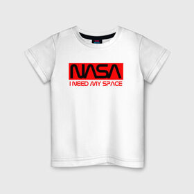 Детская футболка хлопок с принтом NASA (НА СПИНЕ) в Курске, 100% хлопок | круглый вырез горловины, полуприлегающий силуэт, длина до линии бедер | flag | galaxy | nasa | space | space company | star | usa | астрономия | галактика | звезды | космическая компания | космос | наса | сша | флаг