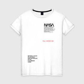 Женская футболка хлопок с принтом NASA | НАСА (НА СПИНЕ) в Курске, 100% хлопок | прямой крой, круглый вырез горловины, длина до линии бедер, слегка спущенное плечо | galaxy | nasa | space | space company | star | астрономия | галактика | звезды | космическая компания | космос | наса