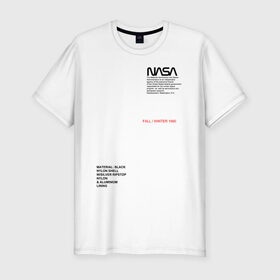 Мужская футболка премиум с принтом NASA в Курске, 92% хлопок, 8% лайкра | приталенный силуэт, круглый вырез ворота, длина до линии бедра, короткий рукав | galaxy | nasa | space | space company | star | астрономия | галактика | звезды | космическая компания | космос | наса