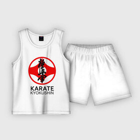 Детская пижама с шортами хлопок с принтом Karate Kyokushin в Курске,  |  | box | boxing | bruce lee | champion | dragon | fight | fighter | judo | muay thai | team | tiger | ufc | али | боевые | боец | бой | бокс | боксер | борьба | брюс ли | воин | дзюдо | дракон | единоборства | искусство | карате | контакт | кулак | лев