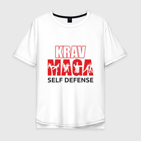 Мужская футболка хлопок Oversize с принтом Krav Maga в Курске, 100% хлопок | свободный крой, круглый ворот, “спинка” длиннее передней части | 