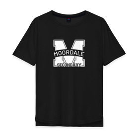 Мужская футболка хлопок Oversize с принтом Moordale School в Курске, 100% хлопок | свободный крой, круглый ворот, “спинка” длиннее передней части | moordale | moordale school | moordale secondary | половое воспитание