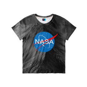 Детская футболка 3D с принтом NASA в Курске, 100% гипоаллергенный полиэфир | прямой крой, круглый вырез горловины, длина до линии бедер, чуть спущенное плечо, ткань немного тянется | galaxy | nasa | space | space company | star | астрономия | галактика | звезды | космическая компания | космос | наса