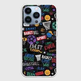 Чехол для iPhone 13 Pro с принтом Баскетбол в Курске,  |  | ball | basketball | best | collage | cool | dude | font | inscription | mesh | ring | sports | stars | super | баскетбол | звезды | коллаж | кольцо | крутой | лучший | мяч | надпись | сетка | спорт | супер | чувак | шрифт