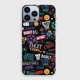 Чехол для iPhone 13 Pro Max с принтом Баскетбол в Курске,  |  | ball | basketball | best | collage | cool | dude | font | inscription | mesh | ring | sports | stars | super | баскетбол | звезды | коллаж | кольцо | крутой | лучший | мяч | надпись | сетка | спорт | супер | чувак | шрифт