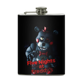 Фляга с принтом Five Nights At Freddys в Курске, металлический корпус | емкость 0,22 л, размер 125 х 94 мм. Виниловая наклейка запечатывается полностью | Тематика изображения на принте: five nights at freddys | foxy | аниматроники | игра | компьютерная игра | робот | фокси | фредди | фреди | чика