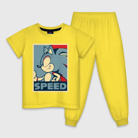 Детская пижама хлопок с принтом Соник в Курске, 100% хлопок |  брюки и футболка прямого кроя, без карманов, на брюках мягкая резинка на поясе и по низу штанин
 | game | sega | somic | speed | игра | сега | соник