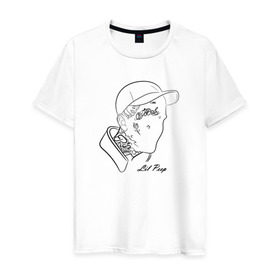 Мужская футболка хлопок с принтом Lil Peep в Курске, 100% хлопок | прямой крой, круглый вырез горловины, длина до линии бедер, слегка спущенное плечо. | Тематика изображения на принте: 