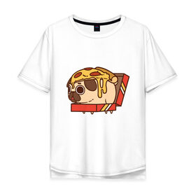 Мужская футболка хлопок Oversize с принтом Pizza Dog в Курске, 100% хлопок | свободный крой, круглый ворот, “спинка” длиннее передней части | amimals | cook | dog | doggy | food | pizza | woof | боксер | бульдог | бультерьер | волк | гав | доберман | дог | долматинец | друг | еда | животные | йорк | кок | мопс | овчарка | пёс | песик | питомец | пицца | повар | пудель