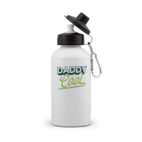 Бутылка спортивная с принтом Daddy Cool в Курске, металл | емкость — 500 мл, в комплекте две пластиковые крышки и карабин для крепления | dad | день отца | отец | отцу | папа | папе | ретро