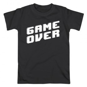 Мужская футболка хлопок с принтом Game Over в Курске, 100% хлопок | прямой крой, круглый вырез горловины, длина до линии бедер, слегка спущенное плечо. | game | pixels | retro | игра | игра окончена | игры | пиксели | пиксель | ретро