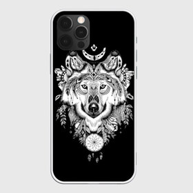 Чехол для iPhone 12 Pro Max с принтом Ацтекский волк в Курске, Силикон |  | animal | art | aztec | black and white | ca | crystals | dreams | feathers | graphics | head | look | muzzle | ornament | patterns | predator | style | wild | wolf | взгляд | волк | голова | графика | дикий | животное | искусство | кристаллы | ловец | мор