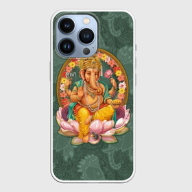 Чехол для iPhone 13 Pro с принтом Ганеша в Курске,  |  | ax | beads | character | elephant | god | gold | hands | head | holiday | jewels | lilies | lord | mouse | ornament | pattern | благополучие | бог | божество | бусы | владыка | ганеша | голова | драгоценности | золото | индуизм | лилии | много | мудрость 