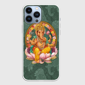 Чехол для iPhone 13 Pro Max с принтом Ганеша в Курске,  |  | ax | beads | character | elephant | god | gold | hands | head | holiday | jewels | lilies | lord | mouse | ornament | pattern | благополучие | бог | божество | бусы | владыка | ганеша | голова | драгоценности | золото | индуизм | лилии | много | мудрость 