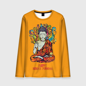 Мужской лонгслив 3D с принтом Happy Buddha Purnima в Курске, 100% полиэстер | длинные рукава, круглый вырез горловины, полуприлегающий силуэт | buddha | golden | happy | indian | kesa | lotus | monk | orange | ornament | pattern | pose | religion | shakyamuni | spiritual | te | будда | буддизм | духовный | золотой | индийский | кашая | кэса | лотос | оранжевый | орнамент | основатель | по