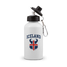 Бутылка спортивная с принтом Исландия в Курске, металл | емкость — 500 мл, в комплекте две пластиковые крышки и карабин для крепления | iceland | iseland | исландия | сборная | сборная исландии | сборная исландии по футболу | сборные | форма | футбол | чемпионат мира по футболу