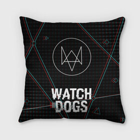 Подушка 3D с принтом WATCH DOGS в Курске, наволочка – 100% полиэстер, наполнитель – холлофайбер (легкий наполнитель, не вызывает аллергию). | состоит из подушки и наволочки. Наволочка на молнии, легко снимается для стирки | action | ct os | ded sec | fox | gamer | glitch | hacker | player | watch dogs | watch dogs 2 | глитч | знак лиса | игра | компьютерная игра | хакер