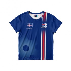 Детская футболка 3D с принтом Сборная Исландии в Курске, 100% гипоаллергенный полиэфир | прямой крой, круглый вырез горловины, длина до линии бедер, чуть спущенное плечо, ткань немного тянется | iceland | iseland | исландия | сборная | сборная исландии | сборная исландии по футболу | сборные | форма | футбол | чемпионат мира по футболу