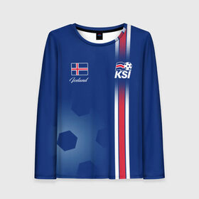 Женский лонгслив 3D с принтом Сборная Исландии в Курске, 100% полиэстер | длинные рукава, круглый вырез горловины, полуприлегающий силуэт | iceland | iseland | исландия | сборная | сборная исландии | сборная исландии по футболу | сборные | форма | футбол | чемпионат мира по футболу