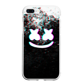 Чехол для iPhone 7Plus/8 Plus матовый с принтом MARSHMELLO GLITCH МАРШМЕЛЛО НЕОН в Курске, Силикон | Область печати: задняя сторона чехла, без боковых панелей | dj | glitch | marshmello | usa | америка | глитч | клубная музыка | маршмелло | музыка | музыкант