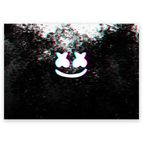 Поздравительная открытка с принтом MARSHMELLO GLITCH в Курске, 100% бумага | плотность бумаги 280 г/м2, матовая, на обратной стороне линовка и место для марки
 | Тематика изображения на принте: dj | glitch | marshmello | usa | америка | глитч | клубная музыка | маршмелло | музыка | музыкант