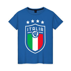 Женская футболка хлопок с принтом Сборная Италии в Курске, 100% хлопок | прямой крой, круглый вырез горловины, длина до линии бедер, слегка спущенное плечо | italia | italy | squadra azzurra | италия | сборная италии | сборная италии по футболу | форма | футбольные сборные | чемпионат европы | чемпионат мира