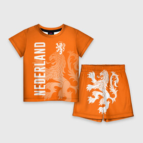 Детский костюм с шортами 3D с принтом Сборная Голландии в Курске,  |  | holland | nederland | netherlands | голландия | нидерланды | сборная голландии | сборная голландии по футболу | сборная нидерландов | форма | футбольные сборные | чемпионат