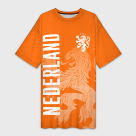 Платье-футболка 3D с принтом Сборная Голландии в Курске,  |  | holland | nederland | netherlands | голландия | нидерланды | сборная голландии | сборная голландии по футболу | сборная нидерландов | форма | футбольные сборные | чемпионат