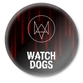 Значок с принтом WATCH DOGS  в Курске,  металл | круглая форма, металлическая застежка в виде булавки | action | ct os | ded sec | fox | gamer | glitch | hacker | player | watch dogs | watch dogs 2 | глитч | знак лиса | игра | компьютерная игра | хакер