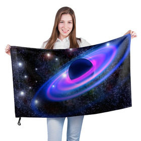 Флаг 3D с принтом САТУРН в Курске, 100% полиэстер | плотность ткани — 95 г/м2, размер — 67 х 109 см. Принт наносится с одной стороны | Тематика изображения на принте: galaxy | nebula | space | star | абстракция | вселенная | галактика | звезда | звезды | космический | планеты