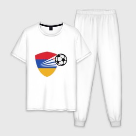 Мужская пижама хлопок с принтом Армения - Футбол в Курске, 100% хлопок | брюки и футболка прямого кроя, без карманов, на брюках мягкая резинка на поясе и по низу штанин
 | 