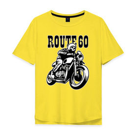 Мужская футболка хлопок Oversize с принтом Трасса 60 в Курске, 100% хлопок | свободный крой, круглый ворот, “спинка” длиннее передней части | helmet | motorcycle | route | skeleton | speed | мотоцикл | скелет | скорость | трасса | череп | шлем