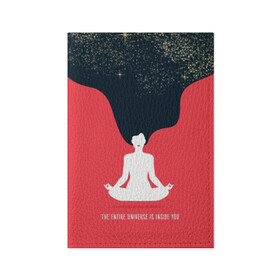 Обложка для паспорта матовая кожа с принтом International Yoga Day  в Курске, натуральная матовая кожа | размер 19,3 х 13,7 см; прозрачные пластиковые крепления | black | day | ethnic | flower | girl | hair | international | lights | lips | lotus | red | sky | space | stars | woman | yoga | волосы | губы | девушка | день | женщина | звезды | йог | космос | красные | лотос | медитация | международный | небо | огни |