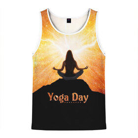 Мужская майка 3D с принтом International Yoga Day в Курске, 100% полиэстер | круглая горловина, приталенный силуэт, длина до линии бедра. Пройма и горловина окантованы тонкой бейкой | Тематика изображения на принте: 21 июня | day | energy | girl | international | ju | lightning | lotus | meditation | mountain | pose | silhouette | sky | space | stars | universe | woman | yoga | yogi | вселенная | гора | девушка | день | женщина | звёзды | йог | йоги | космос | лотос 
