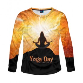 Женский лонгслив 3D с принтом International Yoga Day в Курске, 100% полиэстер | длинные рукава, круглый вырез горловины, полуприлегающий силуэт | 21 июня | day | energy | girl | international | ju | lightning | lotus | meditation | mountain | pose | silhouette | sky | space | stars | universe | woman | yoga | yogi | вселенная | гора | девушка | день | женщина | звёзды | йог | йоги | космос | лотос 