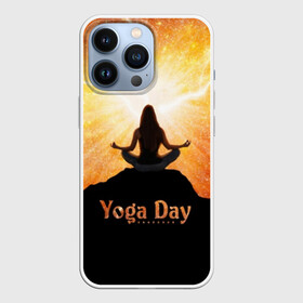 Чехол для iPhone 13 Pro с принтом International Yoga Day в Курске,  |  | 21 июня | day | energy | girl | international | ju | lightning | lotus | meditation | mountain | pose | silhouette | sky | space | stars | universe | woman | yoga | yogi | вселенная | гора | девушка | день | женщина | звёзды | йог | йоги | космос | лотос 