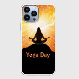 Чехол для iPhone 13 Pro Max с принтом International Yoga Day в Курске,  |  | 21 июня | day | energy | girl | international | ju | lightning | lotus | meditation | mountain | pose | silhouette | sky | space | stars | universe | woman | yoga | yogi | вселенная | гора | девушка | день | женщина | звёзды | йог | йоги | космос | лотос 
