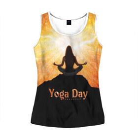 Женская майка 3D с принтом International Yoga Day в Курске, 100% полиэстер | круглая горловина, прямой силуэт, длина до линии бедра | 21 июня | day | energy | girl | international | ju | lightning | lotus | meditation | mountain | pose | silhouette | sky | space | stars | universe | woman | yoga | yogi | вселенная | гора | девушка | день | женщина | звёзды | йог | йоги | космос | лотос 