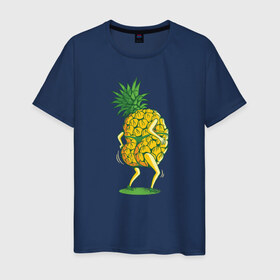Мужская футболка хлопок с принтом Ананас в Курске, 100% хлопок | прямой крой, круглый вырез горловины, длина до линии бедер, слегка спущенное плечо. | ананас | ананасы | в стрингах | летние | лето | стринги