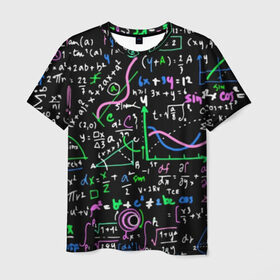 Мужская футболка 3D с принтом Формулы в Курске, 100% полиэфир | прямой крой, круглый вырез горловины, длина до линии бедер | science | геометрия | математика | наука | физика | формулы