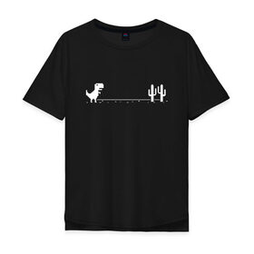 Мужская футболка хлопок Oversize с принтом Динохром, динозавр в Курске, 100% хлопок | свободный крой, круглый ворот, “спинка” длиннее передней части | chrome | dino | dinochrome | google | гугл | динозавр | динохром