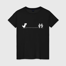 Женская футболка хлопок с принтом Динохром, динозавр в Курске, 100% хлопок | прямой крой, круглый вырез горловины, длина до линии бедер, слегка спущенное плечо | Тематика изображения на принте: chrome | dino | dinochrome | google | гугл | динозавр | динохром