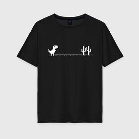 Женская футболка хлопок Oversize с принтом Динохром динозавр в Курске, 100% хлопок | свободный крой, круглый ворот, спущенный рукав, длина до линии бедер
 | chrome | dino | dinochrome | google | гугл | динозавр | динохром