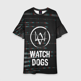 Детское платье 3D с принтом WATCH DOGS в Курске, 100% полиэстер | прямой силуэт, чуть расширенный к низу. Круглая горловина, на рукавах — воланы | Тематика изображения на принте: action | ct os | ded sec | fox | game | gamer | glitch | hacker | player | watch dogs | watch dogs 2 | глитч | знак лиса | игра | компьютерная игра | маркус | хакер