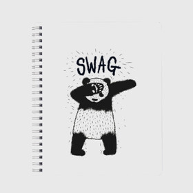 Тетрадь с принтом Swag Panda в Курске, 100% бумага | 48 листов, плотность листов — 60 г/м2, плотность картонной обложки — 250 г/м2. Листы скреплены сбоку удобной пружинной спиралью. Уголки страниц и обложки скругленные. Цвет линий — светло-серый
 | animal | art | authority | bear | dab | drawing | gesture | graphics | indisputable | panda | swag | wild | авторитет | графика | даб | дикий | жест | животное | искусство | медведь | непререкаемый | панда | рисунок | свэг