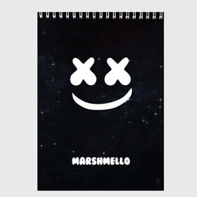 Скетчбук с принтом Marshmello Cosmos в Курске, 100% бумага
 | 48 листов, плотность листов — 100 г/м2, плотность картонной обложки — 250 г/м2. Листы скреплены сверху удобной пружинной спиралью | Тематика изображения на принте: dj | marshmello | usa | америка | клубная музыка | мармело | маршмелло | маршмеллоу | музыка | музыкант