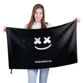 Флаг 3D с принтом Marshmello Cosmos в Курске, 100% полиэстер | плотность ткани — 95 г/м2, размер — 67 х 109 см. Принт наносится с одной стороны | dj | marshmello | usa | америка | клубная музыка | мармело | маршмелло | маршмеллоу | музыка | музыкант