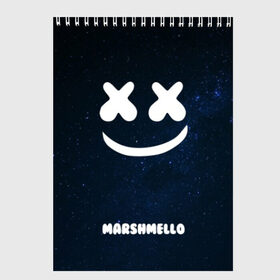 Скетчбук с принтом Marshmello Cosmos в Курске, 100% бумага
 | 48 листов, плотность листов — 100 г/м2, плотность картонной обложки — 250 г/м2. Листы скреплены сверху удобной пружинной спиралью | dj | marshmello | usa | америка | клубная музыка | космос | мармело | маршмелло | маршмеллоу | музыка | музыкант | небо