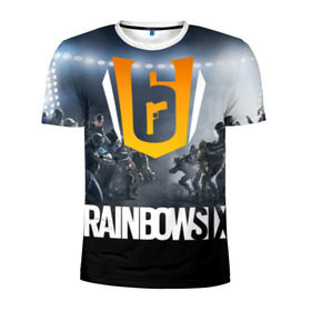 Мужская футболка 3D спортивная с принтом RAINBOW SIX | SIEGE в Курске, 100% полиэстер с улучшенными характеристиками | приталенный силуэт, круглая горловина, широкие плечи, сужается к линии бедра | 6 | cybersport | esport | logo | pro league | rainbow | rainbow six siege | six | team | киберспорт | лого | радуга осада